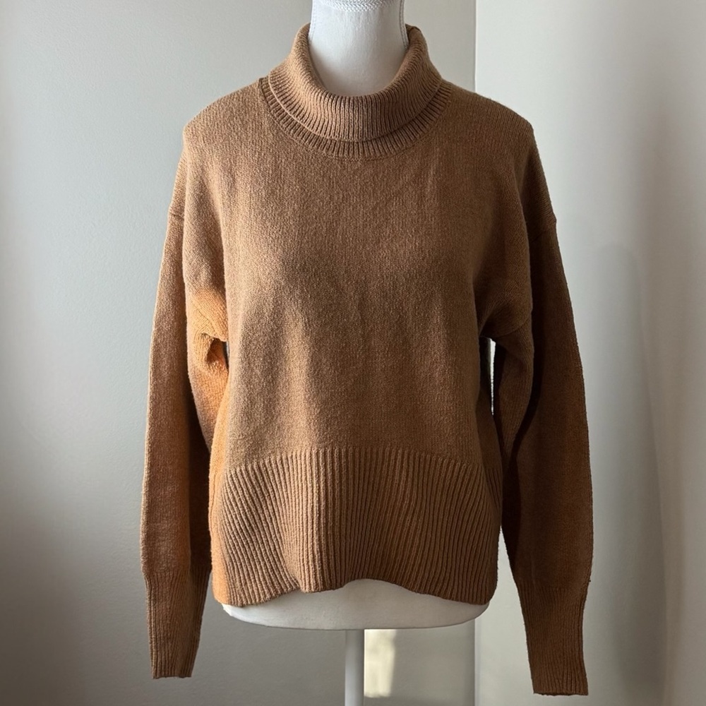 A New Day Women’s XS Brown Mock Neck Ribbed Hem Knit Sweater Pullover‎
